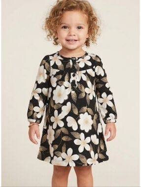 Gap Floral Corduroy Long sleeve dress Black Size 2T